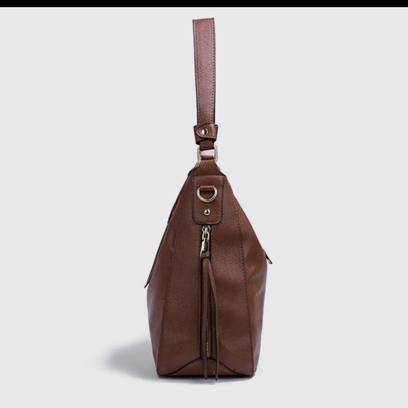 Elegant Brown Faux Leather Shoulder Bag - Picture 5 of 6